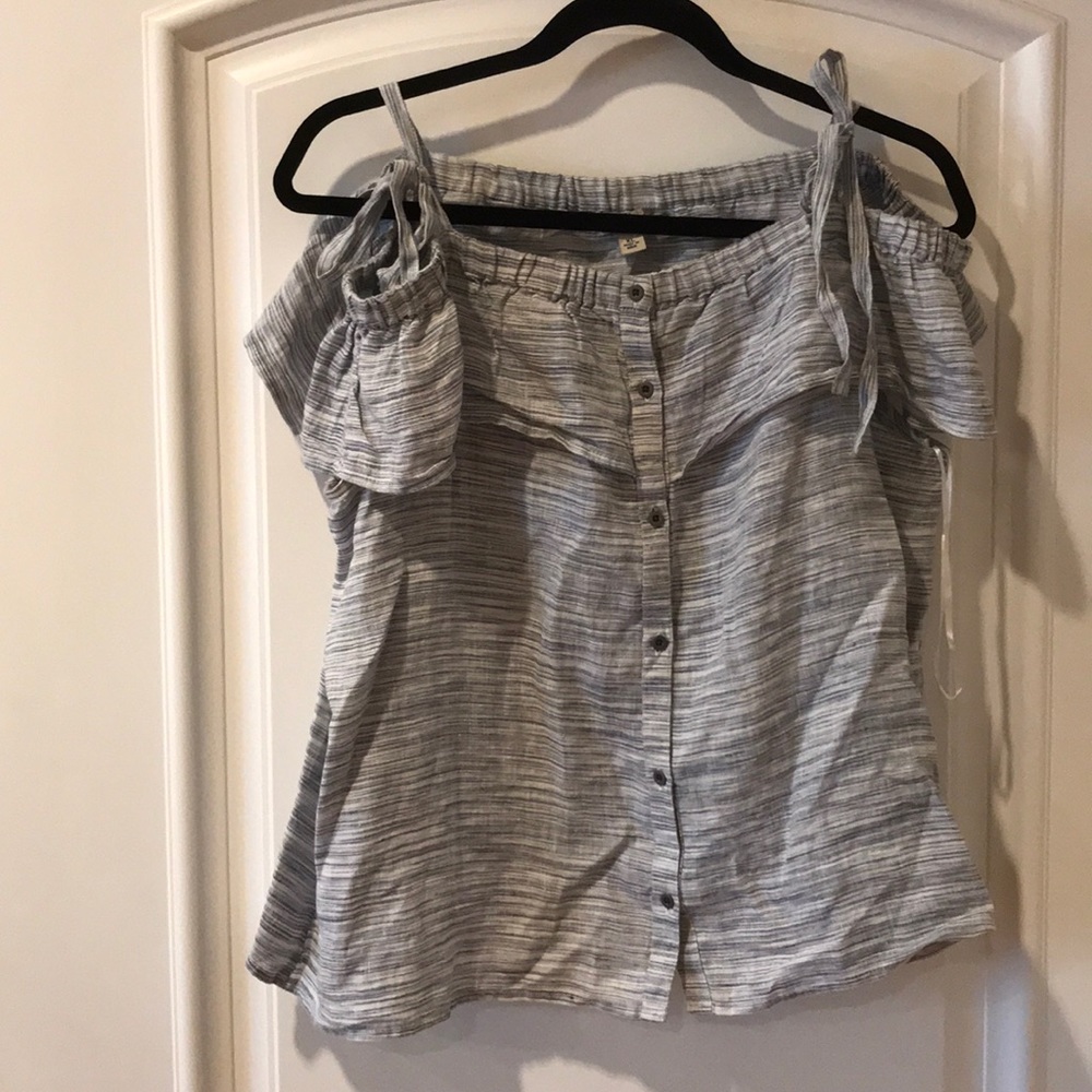 LUCKY BRAND OFF SHOULDER button down TOP SIZE XL